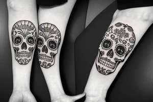 Mexican sugar skull with Roman victory wreath tattoo idea