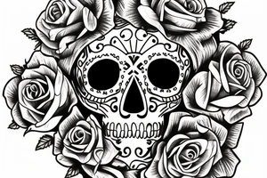 Mexican sugar skull with Roman victory wreath tattoo idea