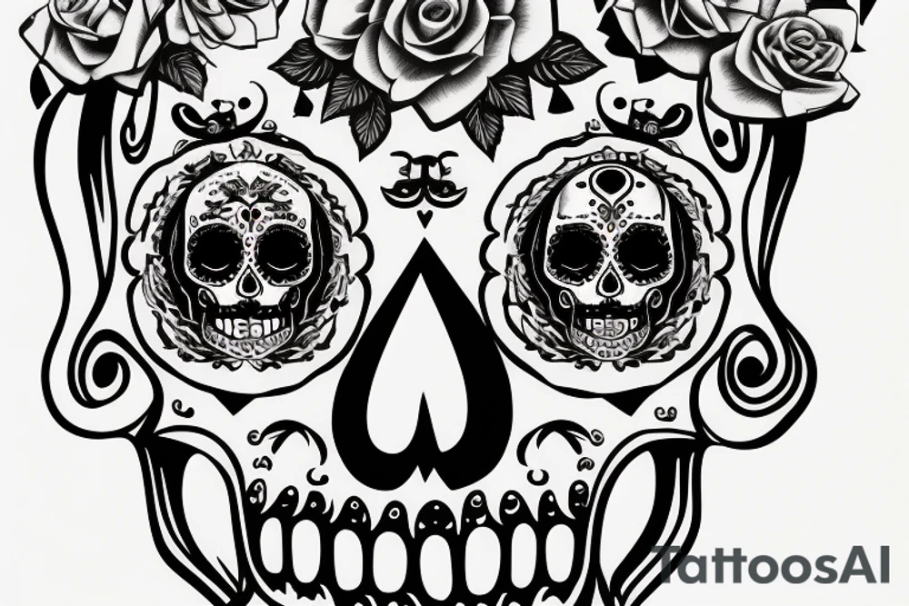 Mexican sugar skull with Roman victory wreath tattoo idea