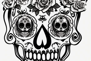 Mexican sugar skull with Roman victory wreath tattoo idea