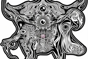 Psychedelic Cow with big glossy eyes tattoo idea