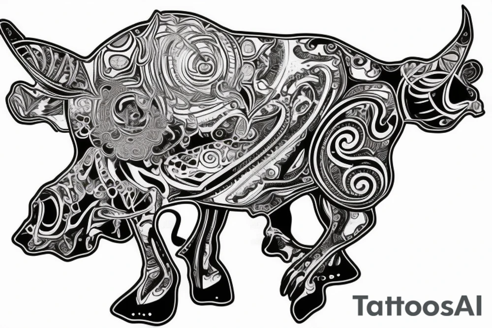 Psychedelic Cow with big glossy eyes tattoo idea