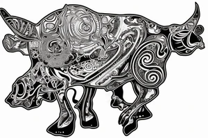 Psychedelic Cow with big glossy eyes tattoo idea