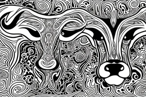 Psychedelic Cow with big glossy eyes literal tattoo idea