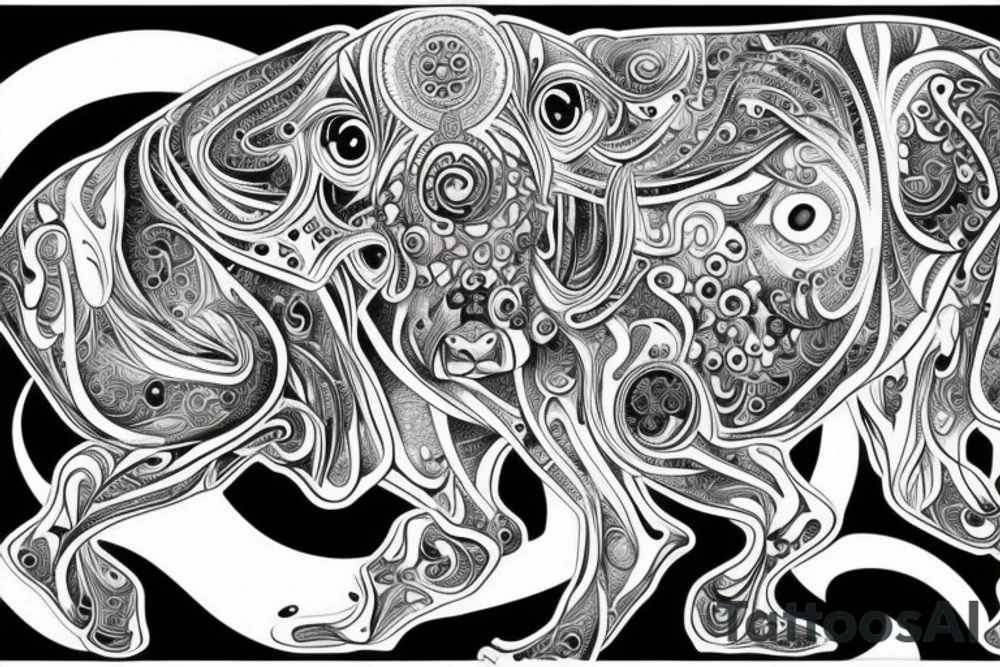 Psychedelic Cow with big glossy eyes literal tattoo idea
