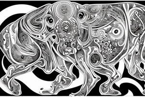 Psychedelic Cow with big glossy eyes literal tattoo idea