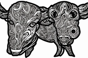 Psychedelic Cow with big glossy eyes literal tattoo idea
