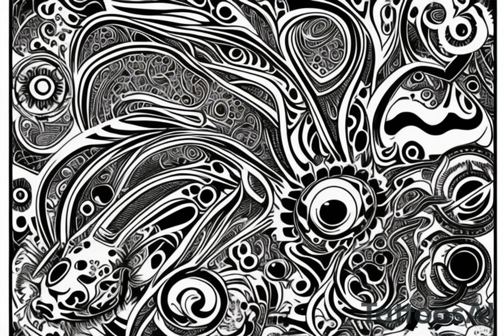 Psychedelic Cow with big glossy eyes literal tattoo idea Psychedelic Cow with big glossy eyes literal tattoo idea