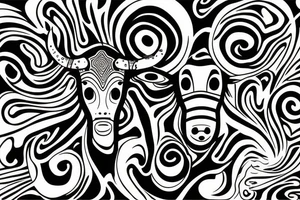 Psychedelic Cow with big glossy eyes literal tattoo idea