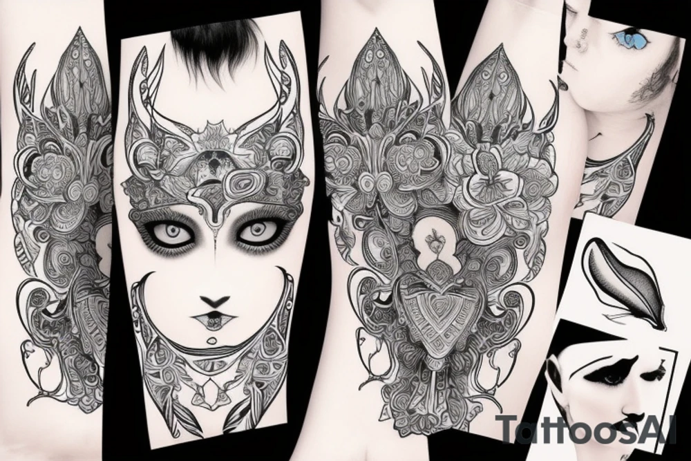 Psychedelic Cow with big glossy eyes literal tattoo idea