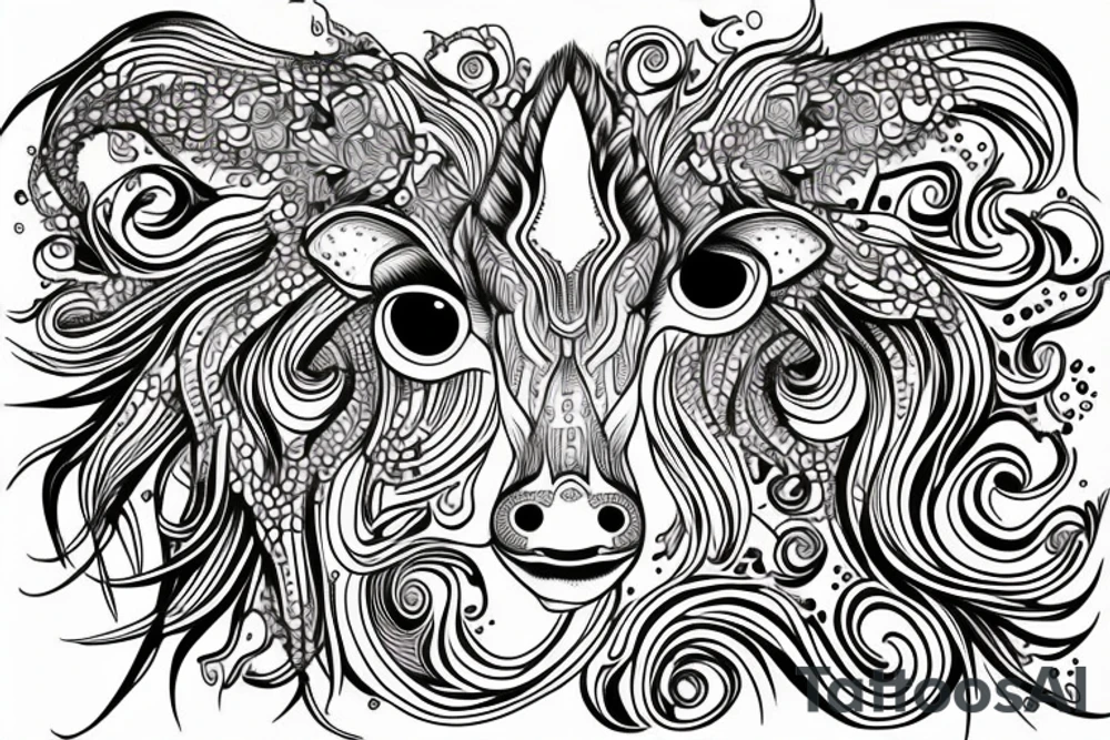 Psychedelic Cow with big glossy eyes literal tattoo idea