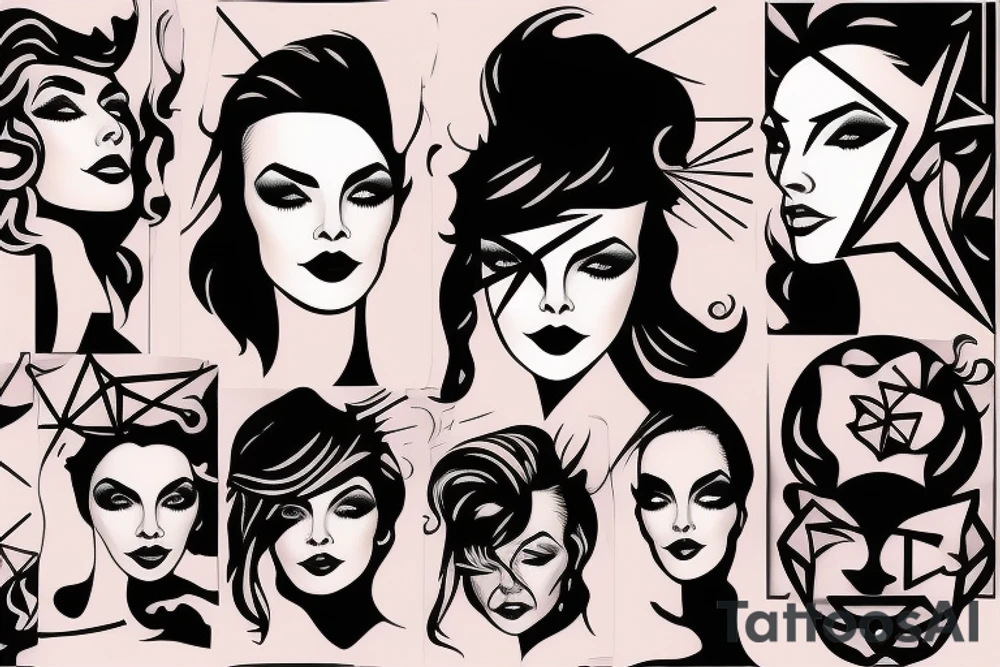 Star lady glamorous headshot tattoo idea