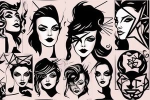 Star lady glamorous headshot tattoo idea