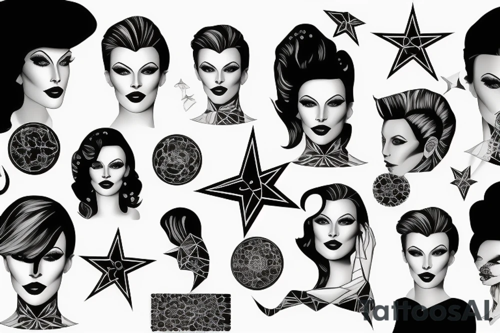 Star lady glamorous headshot tattoo idea