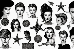 Star lady glamorous headshot tattoo idea