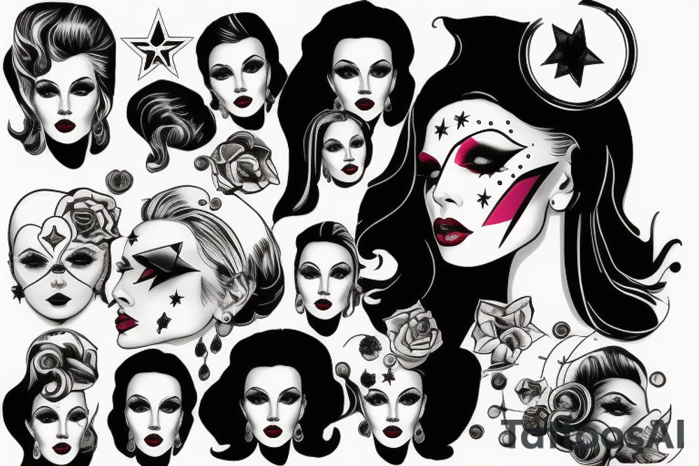 Star lady glamorous headshot tattoo idea