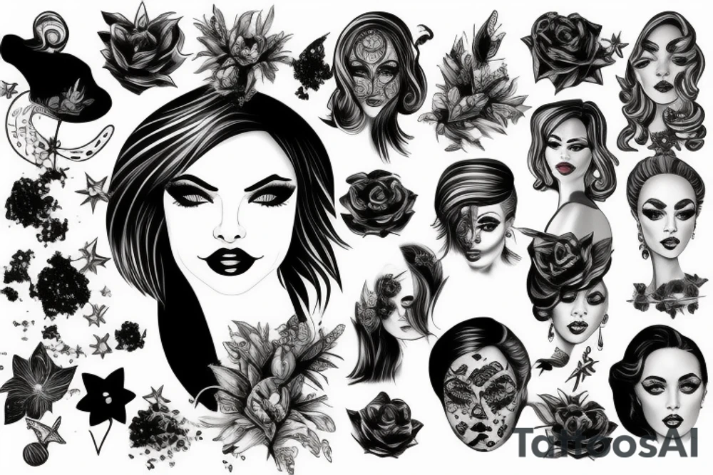 Star lady glamorous headshot tattoo idea
