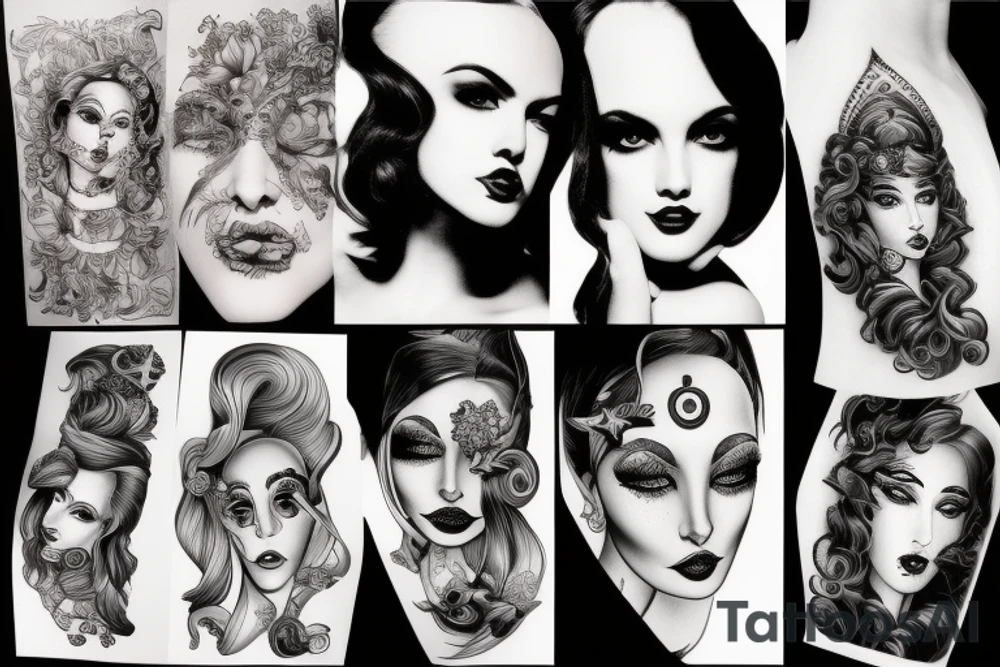 Star lady glamorous headshot tattoo idea