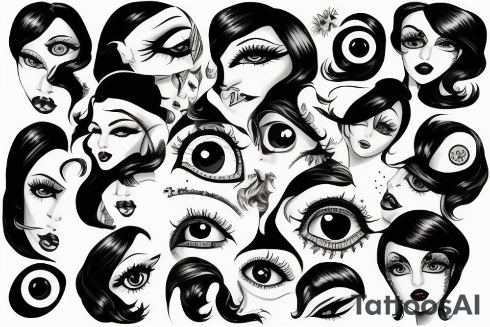 Star eyed lady glamorous headshot tattoo idea