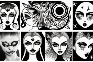 Star eyed lady glamorous headshot tattoo idea