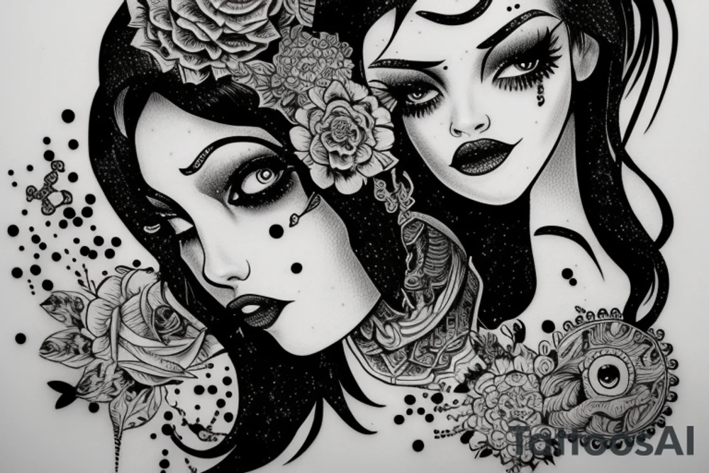 Star eyed lady glamorous headshot tattoo idea