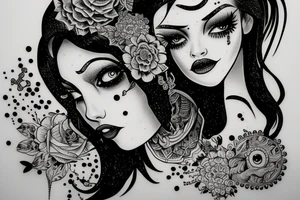 Star eyed lady glamorous headshot tattoo idea