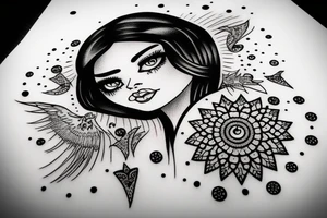 Star eyed lady glamorous headshot tattoo idea
