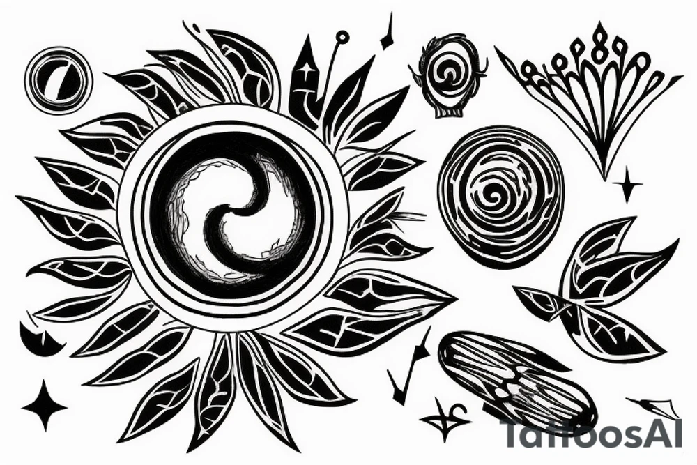 Black hole in the middle of a Greek laurel crown tattoo idea