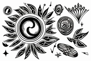 Black hole in the middle of a Greek laurel crown tattoo idea