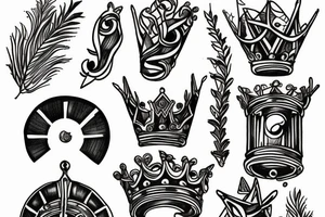 Black hole in the middle of a Greek laurel crown tattoo idea