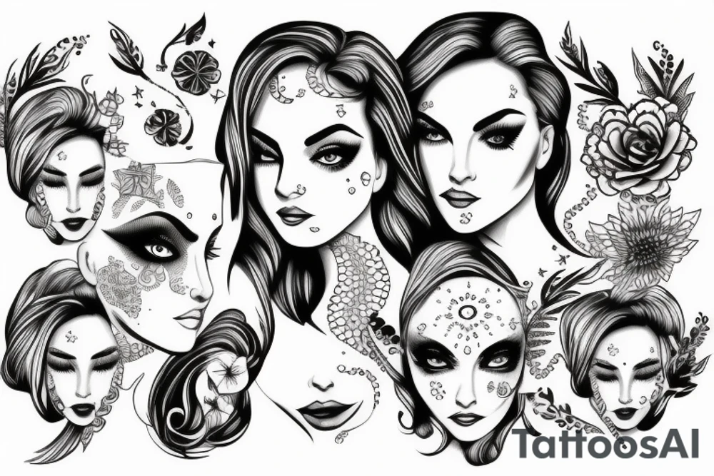 Star eyes lady naturally glamorous headshot tattoo idea