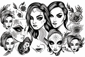 Star eyes lady naturally glamorous headshot tattoo idea