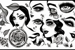 Star eyes lady naturally glamorous headshot tattoo idea