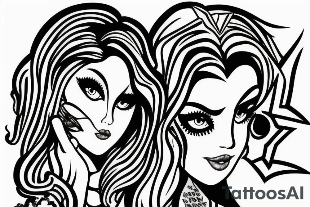 Star eyes lady naturally glamorous headshot tattoo idea