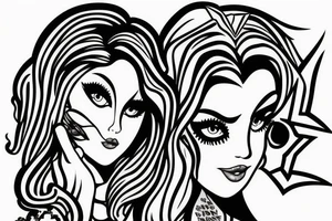 Star eyes lady naturally glamorous headshot tattoo idea