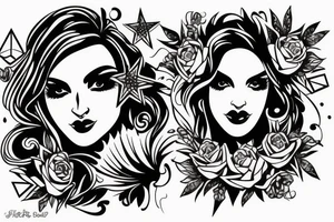 Star eyes lady naturally glamorous headshot tattoo idea