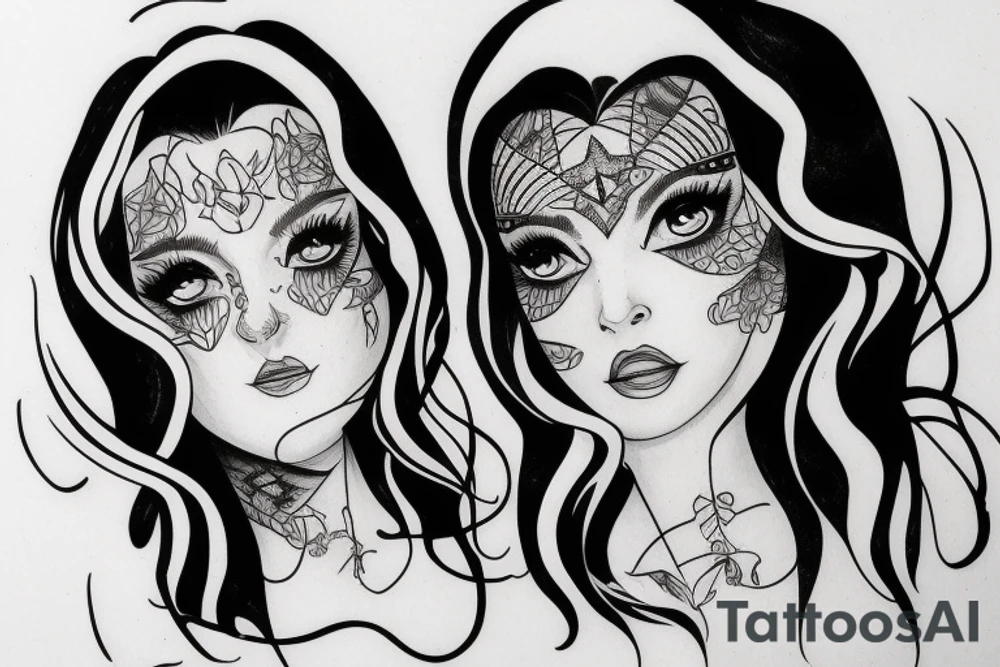 Simple 5 point Star eyes, lady naturally glamorous headshot tattoo idea