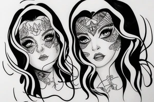 Simple 5 point Star eyes, lady naturally glamorous headshot tattoo idea