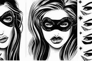 Simple 5 point Star eye patches lady naturally glamorous headshot tattoo idea