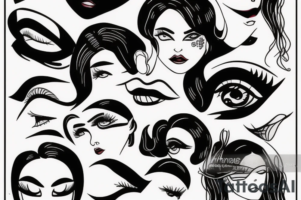 Simple 5 point Star eye patches lady naturally glamorous headshot tattoo idea