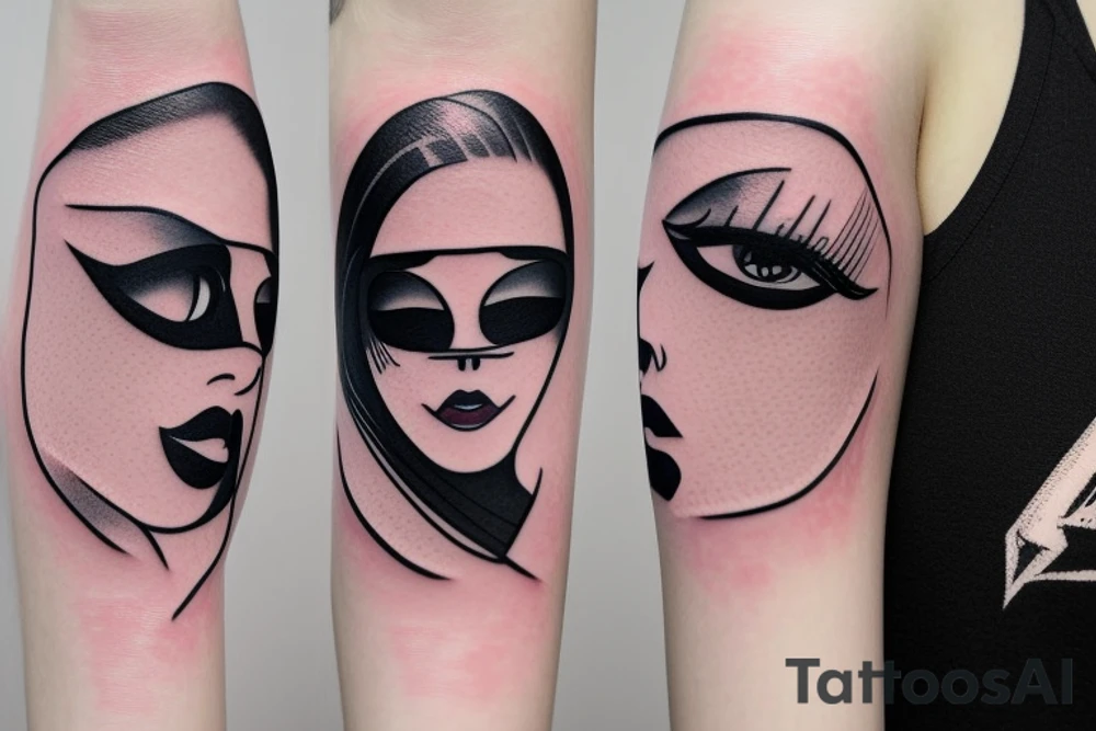 Simple 5 point Star eye patches lady naturally glamorous headshot tattoo idea