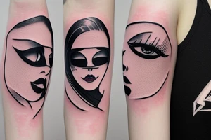 Simple 5 point Star eye patches lady naturally glamorous headshot tattoo idea