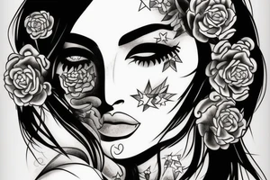 Stars for eyes lady naturally glamorous headshot tattoo idea