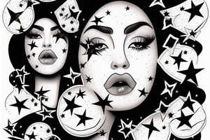 Stars for eyes lady naturally glamorous headshot tattoo idea