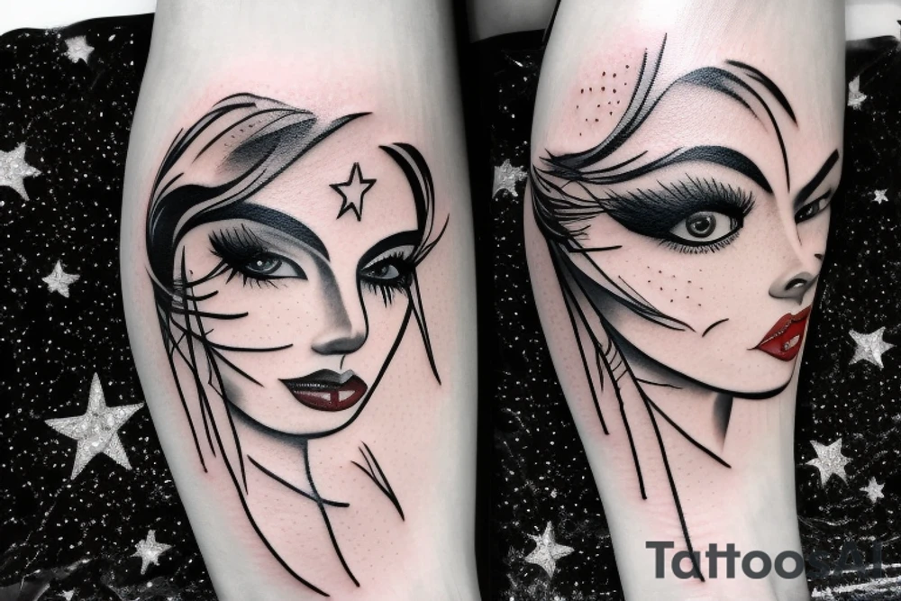 Stars for eyes lady naturally glamorous headshot tattoo idea
