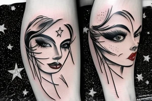 Stars for eyes lady naturally glamorous headshot tattoo idea