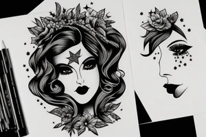 Stars for eyes lady naturally glamorous headshot tattoo idea