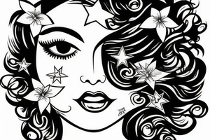 Stars for eyes lady naturally glamorous headshot tattoo idea