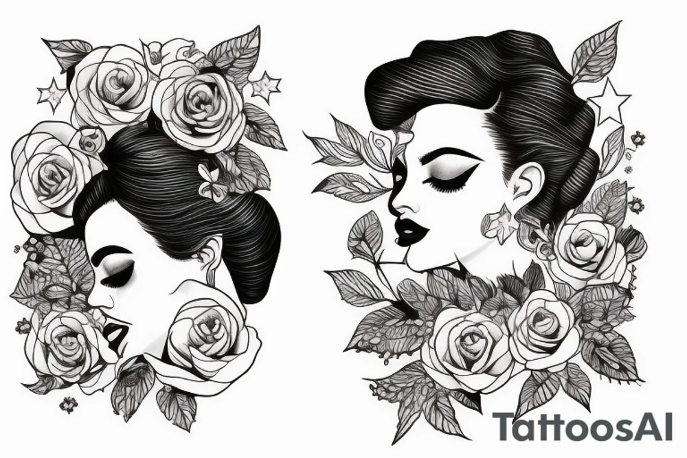Stars for eyes lady naturally glamorous headshot tattoo idea