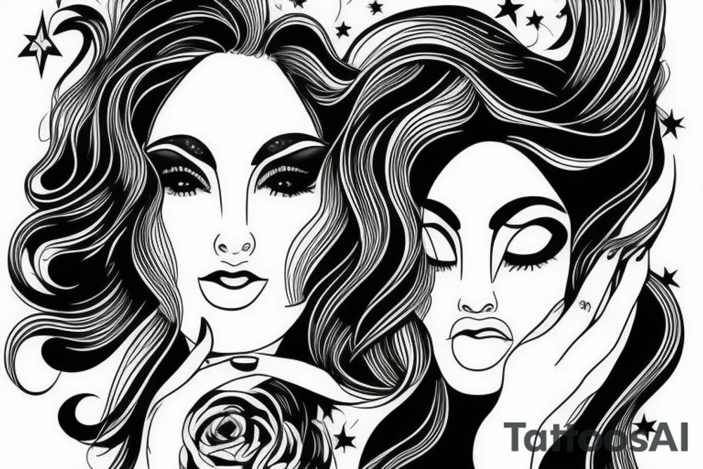 Stars for eyes lady naturally glamorous headshot tattoo idea